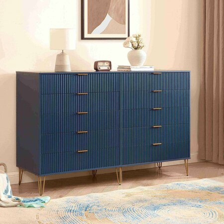 MANHATTAN COMFORT DUMBO 10-Drawer Double Tall Dresser in Midnight Blue DR004-MB